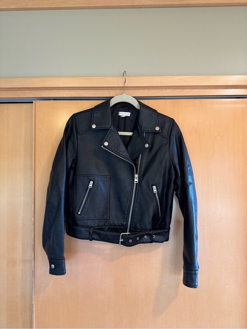 Topshop Black Faux Leather Moto Jacket